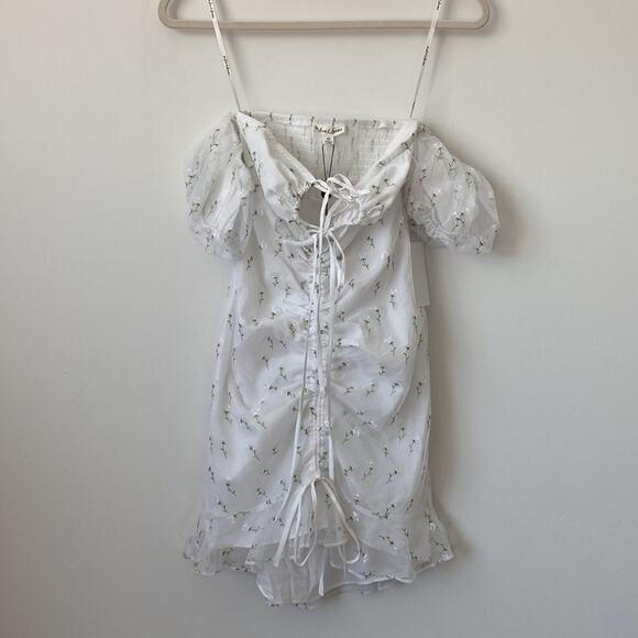 For Love & Lemons X REVOLVE Sand Dollar Mini Dress in White Size: XS - Picture 3 of 9